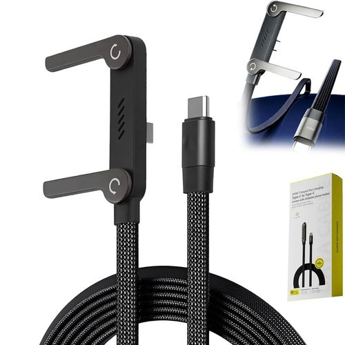 2in1 240W Fast Charging Cord For iPhone1716 With Phone Stand Foldable Holder Lot