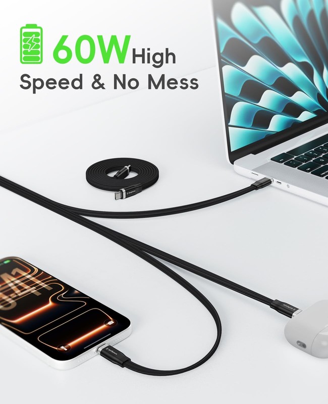 5FT Magnetic Coiled USB to USB Cable, 60W Fast Charging and Data Cord, Windin... gallery