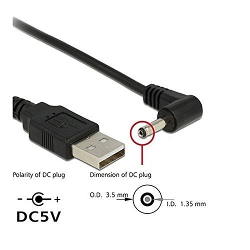 Efficient USB 2.0 A Male to DC 3.5mm Barrel Jack Cable - 3FT Length, 2.5A Output gallery