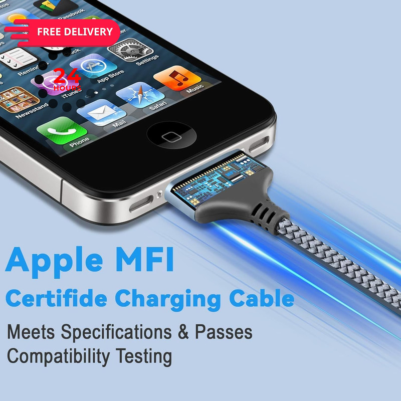 LBSC USB to 30 Pin Charger Cable Compatible with Old iPhone 3.3ft, Silver gallery