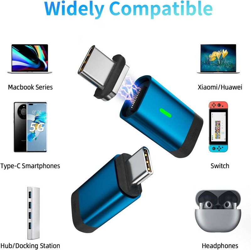 USB C Magnetic Adapter 2 Pack 24Pins Fast Charge 100W 4K Video Output gallery