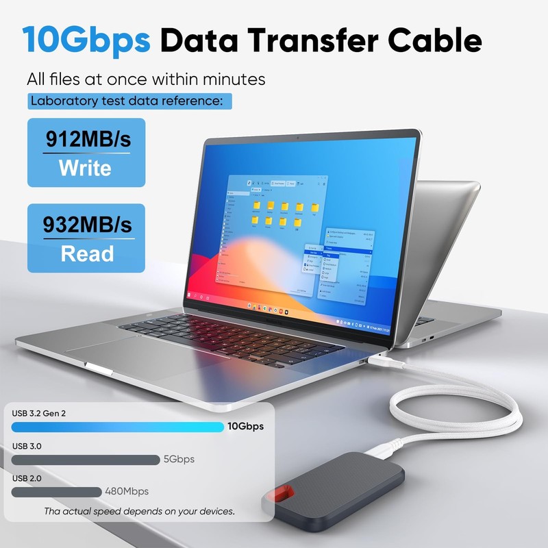 USB A to USB C Data Cable 6ft, 10Gbps High Speed Data Transfer Fast Charging ... gallery