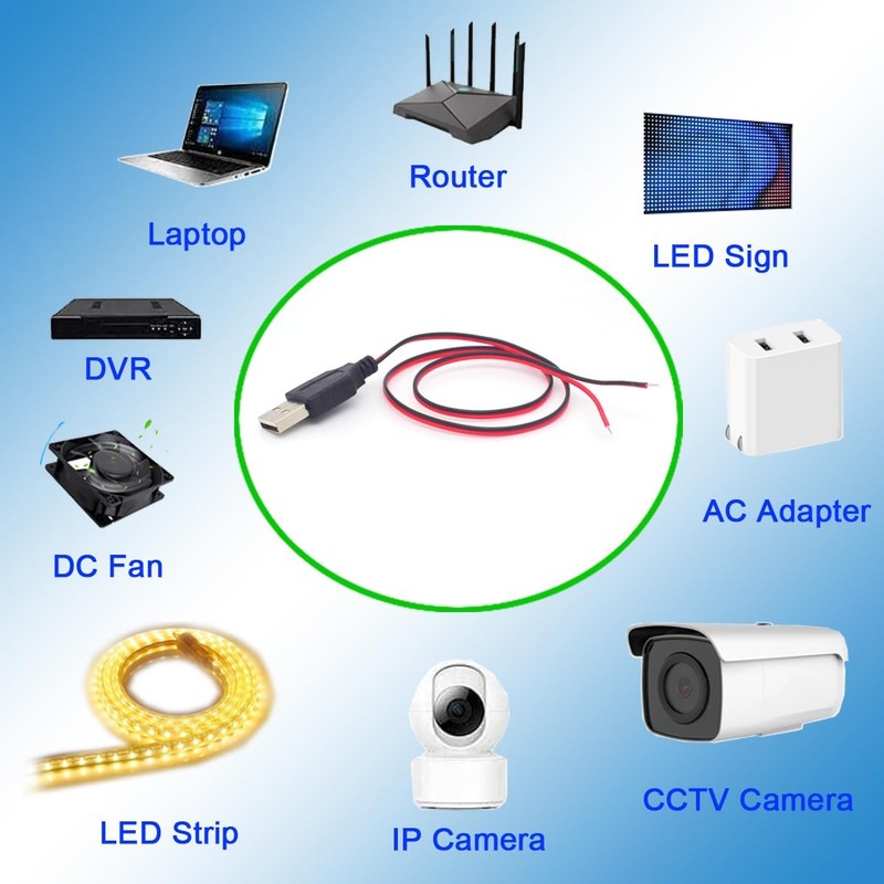 2 PCS 3.3 ft USB 2.0 Male Plug 2-Pin Bare Wire Pigtail Open End Cable gallery