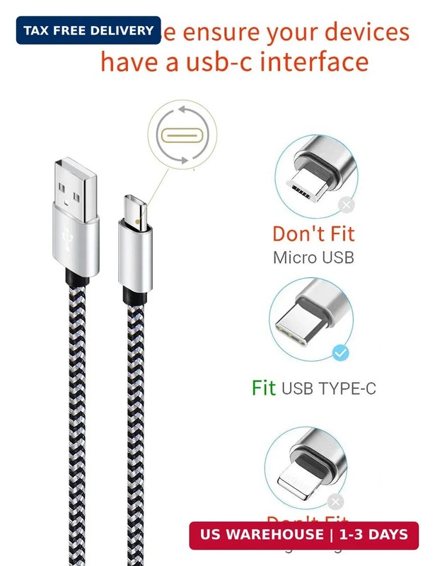Teeind USB Type C Cable Fast Charging, Tpc001 5 Pack(6Ft 3A) Braided C Charger C gallery