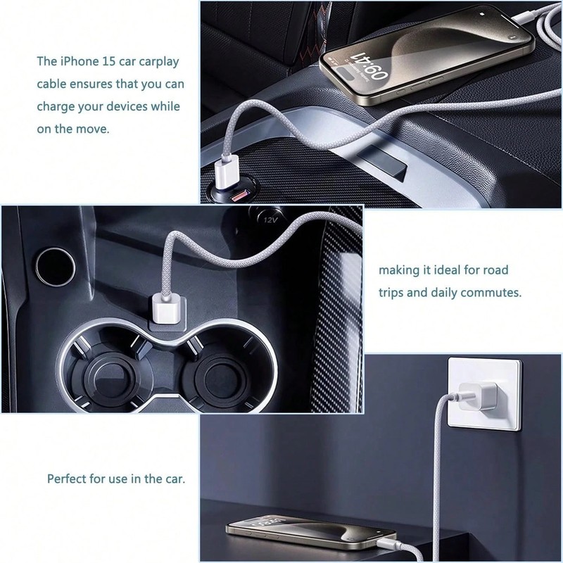 3FT 60W Cable Braided Type-C Charging Cable For iPhone 15/15 pro/15 Pro Max gallery
