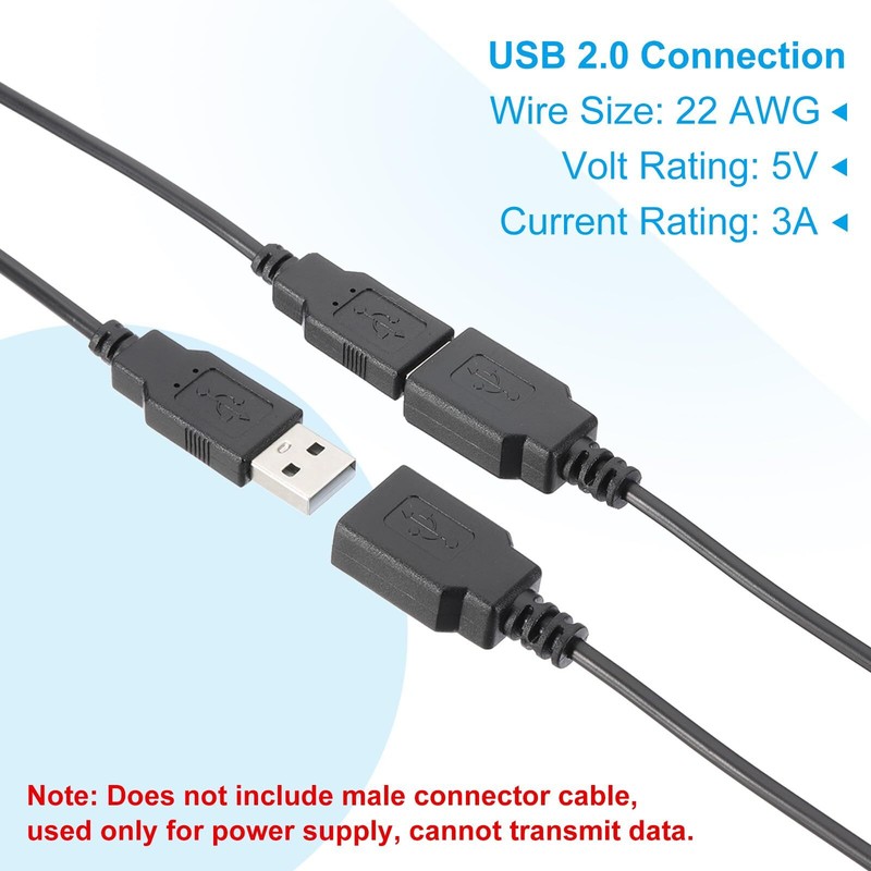 6.56Ft USB 2.0 Female to 2 Pin Bare Wire Pigtail Cable 3pcs 22AWG Power Cords... gallery