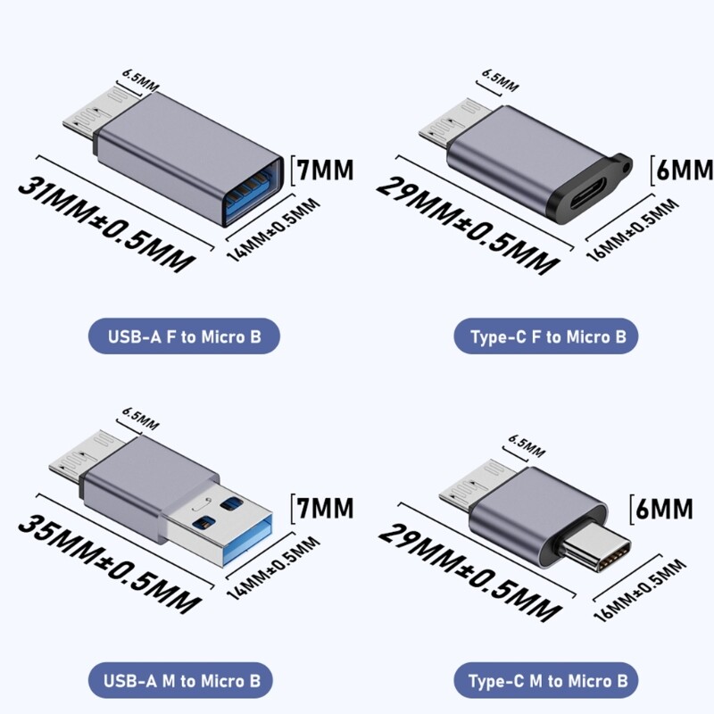 USB Type to MicroB Connector 10Gbps Data Transfer Charging Cable Adapter gallery