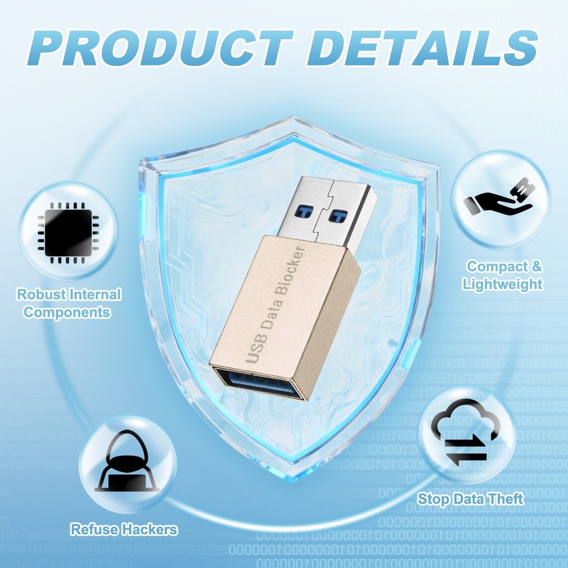 2 Pcs USB Data Blocker, USB A to A Data Protector, Gold gallery