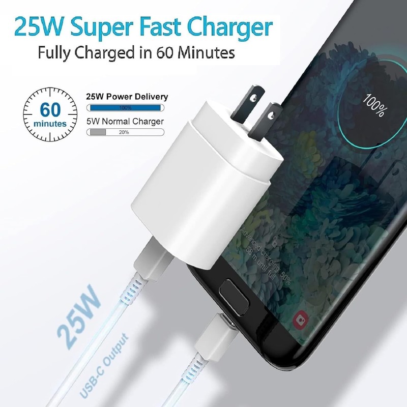 2 Pack 25w USB-C Super Fast Wall Charger+6FT Cable FOR Galaxy S24 S23 S22 Ultra gallery