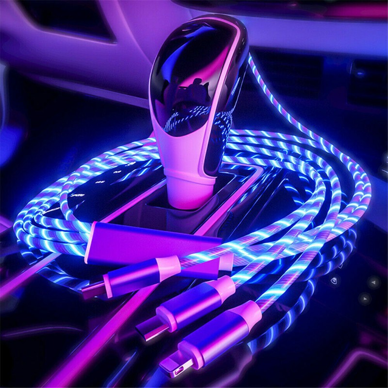 2PCS 3 in 1 Fast LED Charging Cable Universal Multi Function Cell Phone Charger gallery