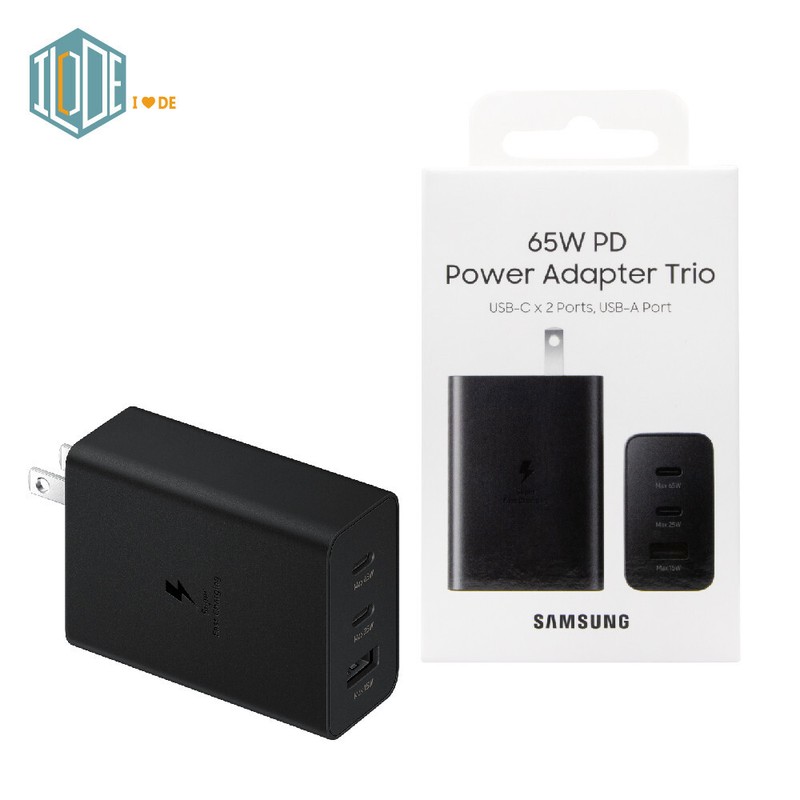 Original Samsung Official 65W PD Power Adapter Trio – Black (EP-T6530)