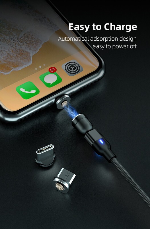 Right Angle Braided Magnetic USB-C Micro Fast Charging Data Cable for iPhone 17 gallery