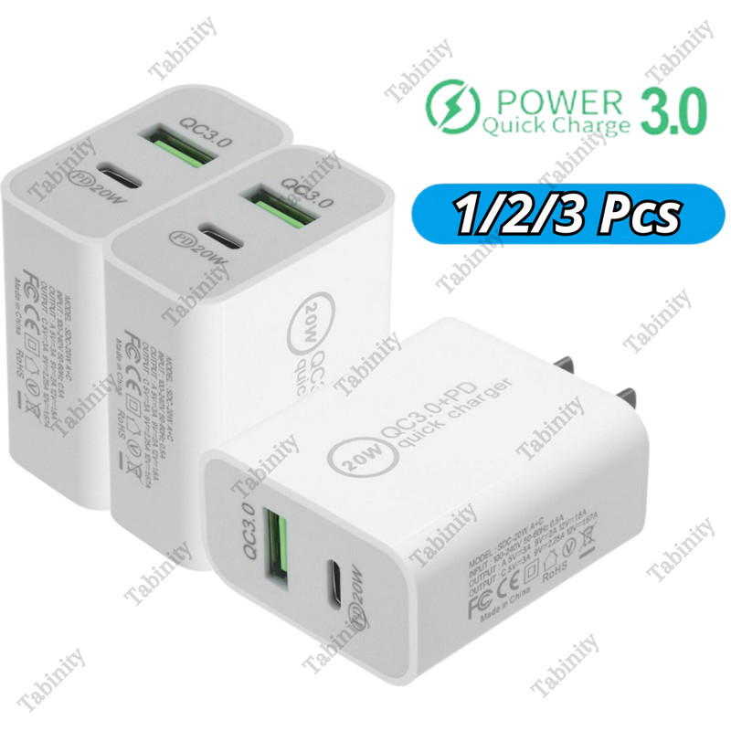 For Android iPhone iPad QC 3.0 PD 20W USB Type C Fast Charger Power Adapter Cube