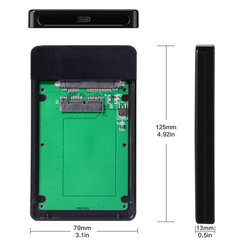 Cablecc USB3.1 USB-C to 1.8 inch Micro SATA 16pin 7+9 SSD to External Enclosure gallery