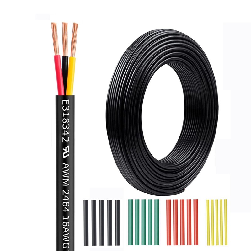 16 Gauge Wire 3 Conductor,10FT 16AWG Electrical Wire Stranded PVC Cord Oxygen…
