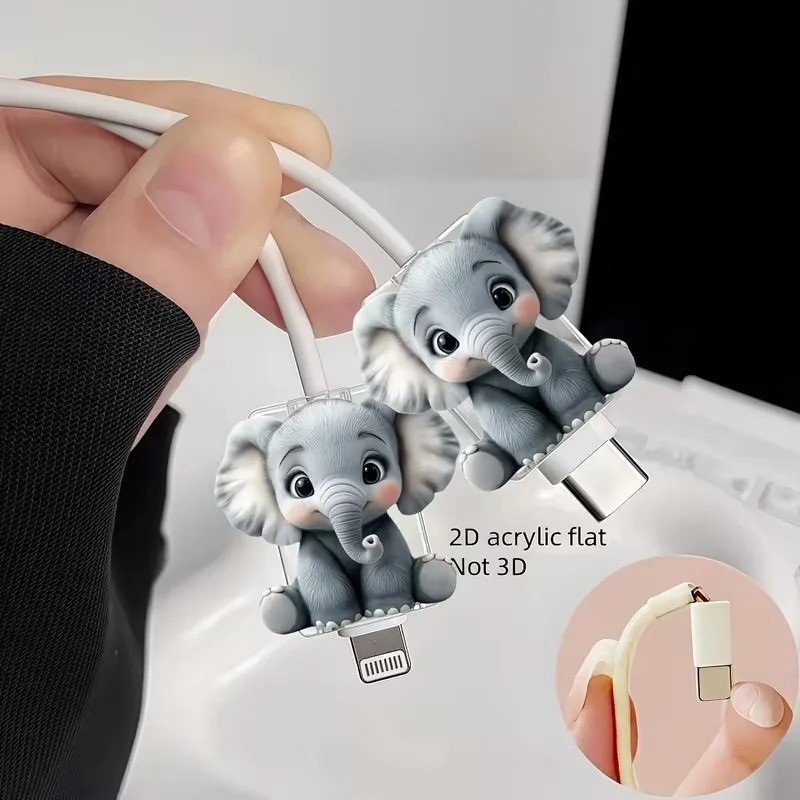 2 PCS Cute Elephant Cable Protector for Type-C – Anti-Break Durable gallery