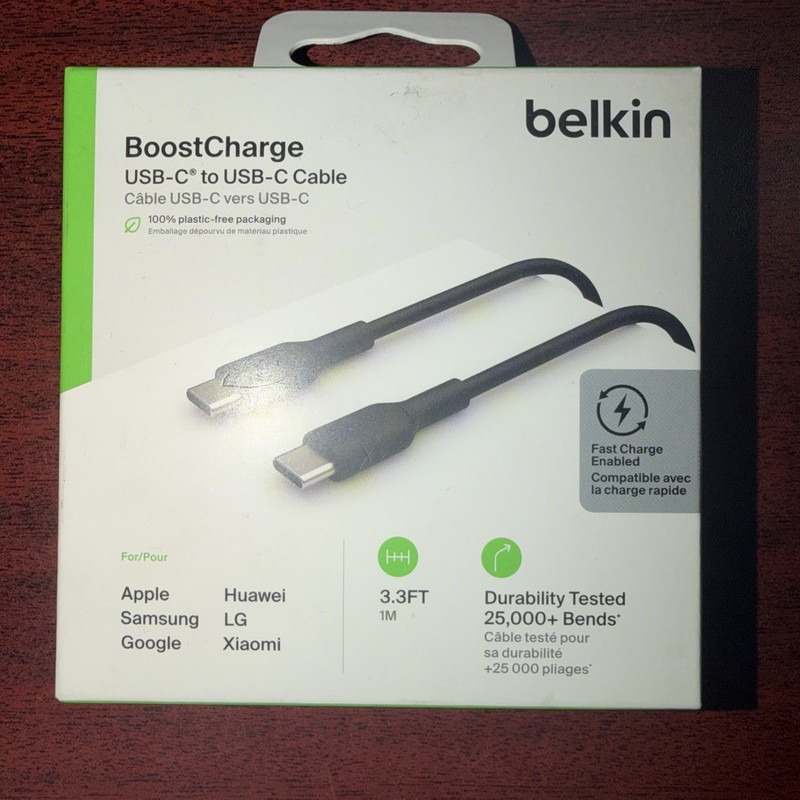 Belkin USB-C to USB-C Fast Charge Cable 3.3ft for Multiple Devices – Black