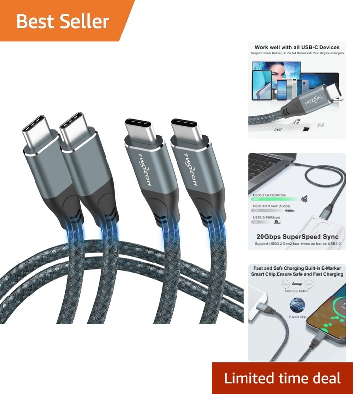UltraSpeed USB-C to USB-C 3.2 Gen 2 Cables – 20Gbps Data & 100W Fast Charging…