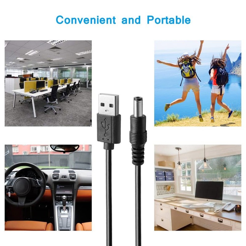 DC 5V USB To DC 5.5x2.1mm Plug Charging Power Cord Cable 10 Connector Tips gallery
