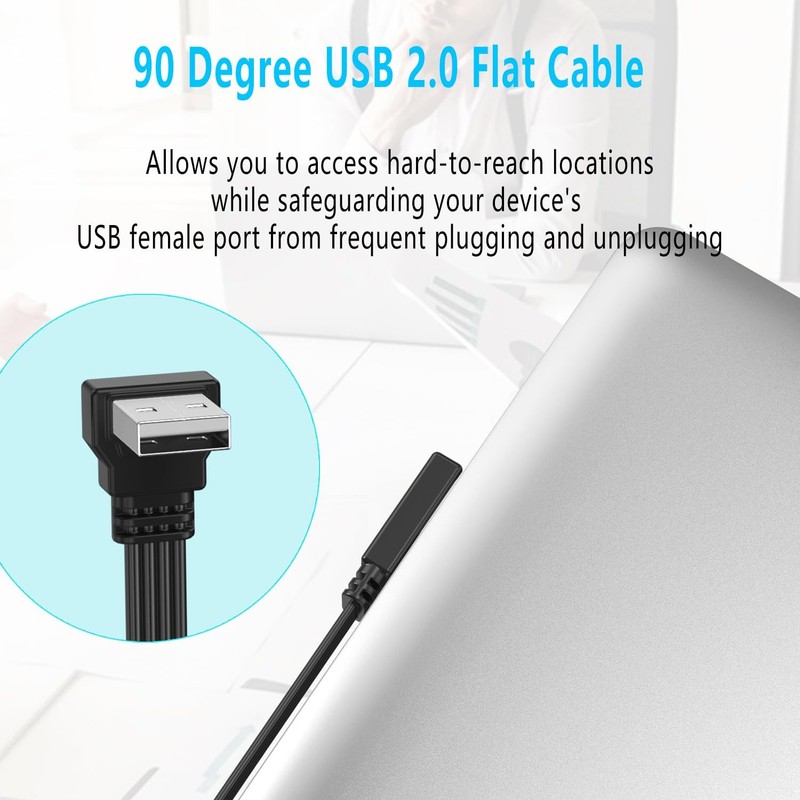 Short 90 Degree PD 65W USB 2.0 Fast Charge Cord Flat USB 2.0 to 2 Female Cabl... gallery