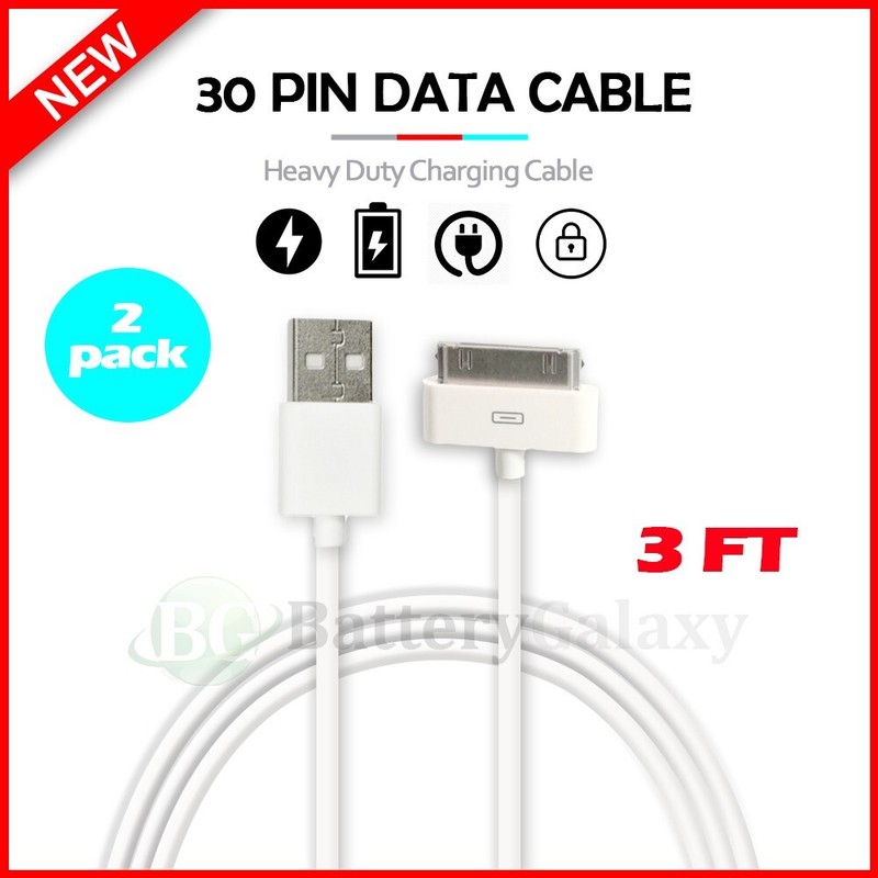 2x USB Sync Data Charging Charger Cable Cord fits iPhone 4 4S iPod Touch 4th Gen