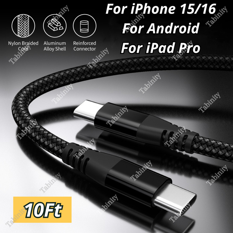 For iPhone 15 16 Plus Pro Max Android 60W Woven USB C Type C Fast Charger Cable