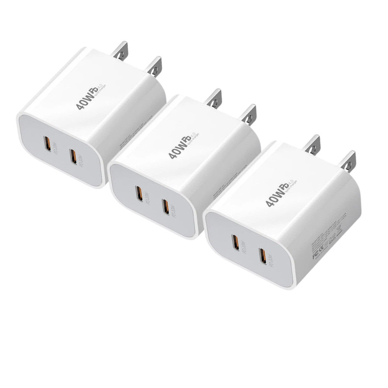 3X For iPhone17 16 15 14 13 12 11 iPad USB C 40W Fast Charger Block PD Cable Lot