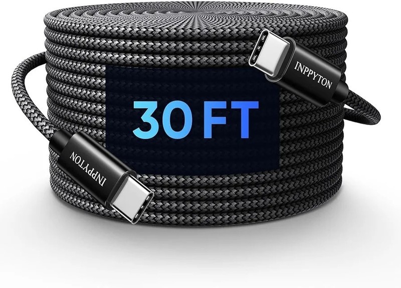 30 Ft USB C to USB C Cable 60W, Extra Long Type C to Type C Fast Charging (𝐍𝐎