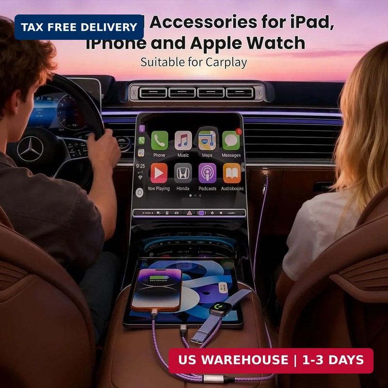Travel Essentials, 3 in 2 USB A/C Cable to iPhone 17 Charger/iWatch Charger/IP, gallery