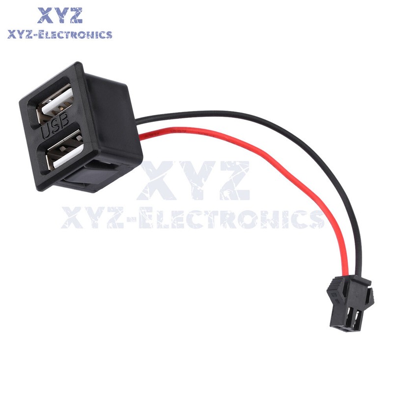 Dual USB Female Base Type-C Charging Socket Power Socket with Cable Connector