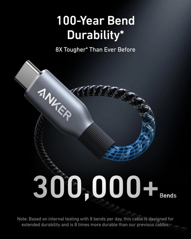 Anker Prime USB-C to USB-C Cable (3ft, 240W, Upcycled-Braided) gallery