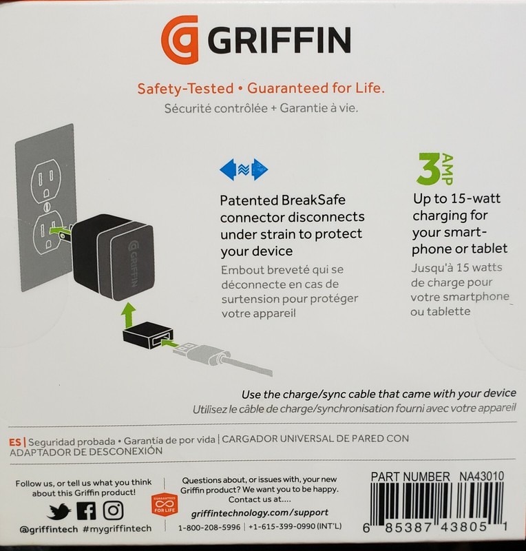 2 NEW Magnetic Charger Universal Wall Outlet Plug& BreakSafe USB Adapter Griffin gallery