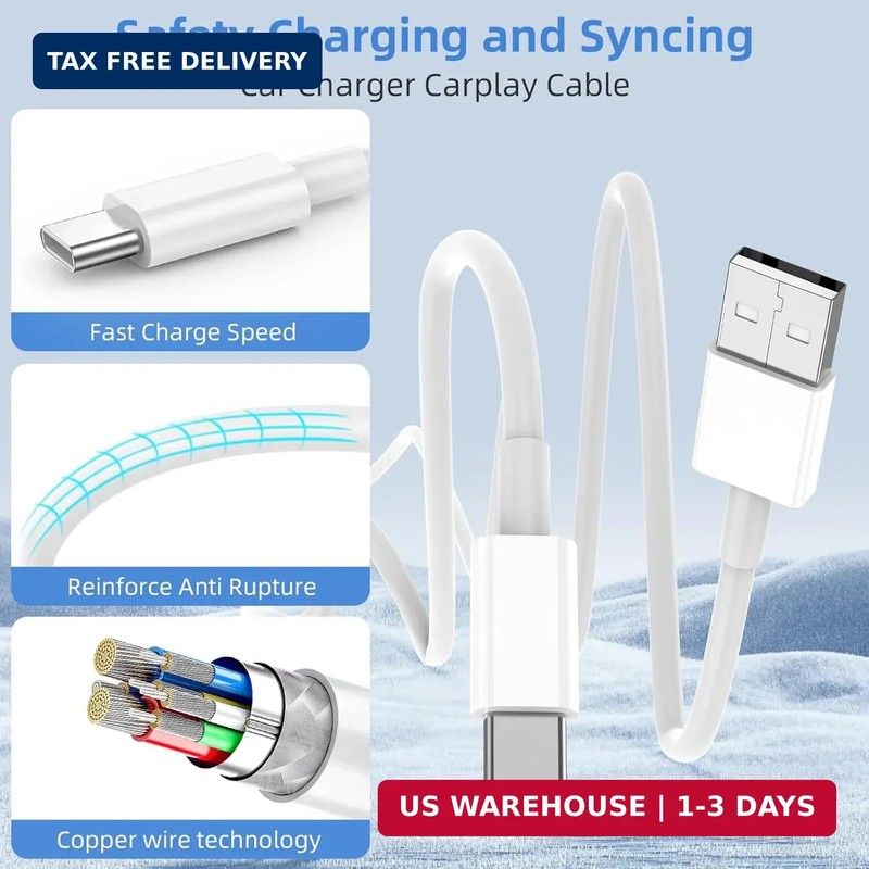 USB to USB C Cable, 2Pack [3FT+6FT] Car Carplay Charging for iPhone 17 Charger C gallery