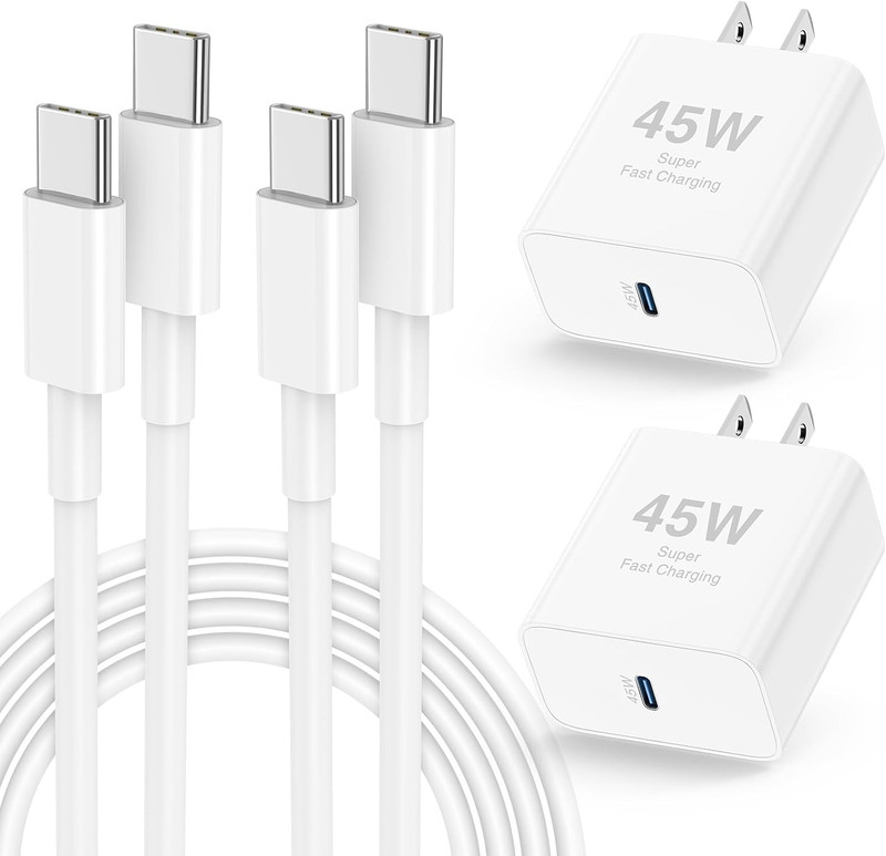 𝟐𝐏𝐚𝐜𝐤 𝟰𝟱𝗪 Iphone 17 16 15 Fast Charger,Usb C Charging Block and 10Ft gallery