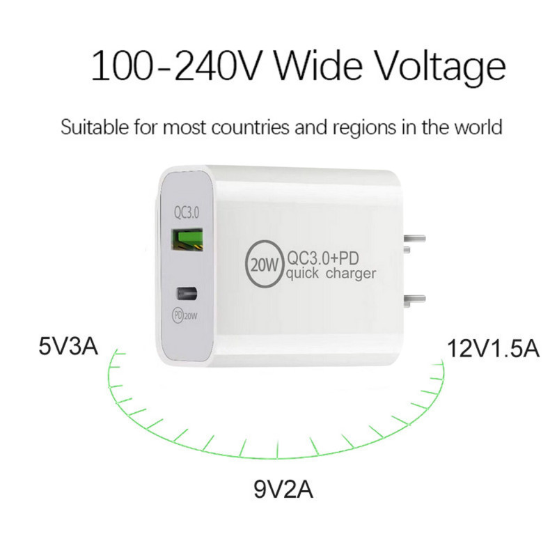 Dual Ports For iPhone 14/13/12/11 PD USB C QC Power Cube Fast Charging Cord Lot gallery