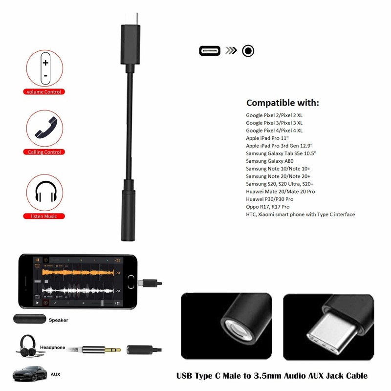 USB-C/Type C to 3.5mm Headphone Audio Female Jack Aux Adapter for S23 Ultra
