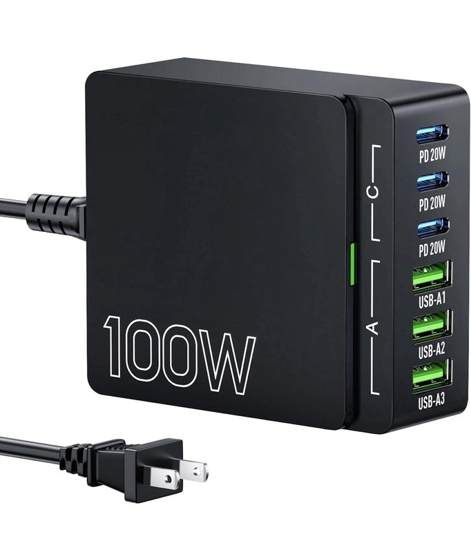 USB C Fast Charging Station 100W 6 Port GaN Fast Brick Hub *see Description*