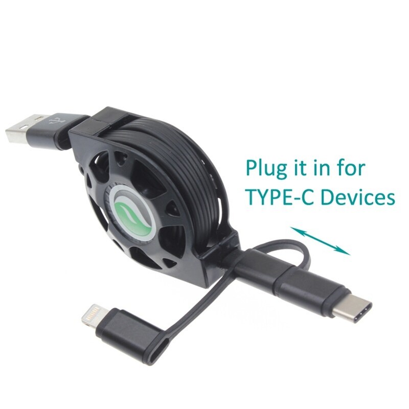 Retractable USB Cable Fast Charger Power Cord 3-in-1 Wire Sync for Smartphones gallery