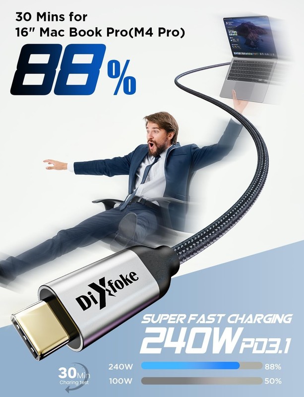 USB-C Cable [3.3 FT], 240W PD Fast Charging, 20Gbps Data Transfer, 2026 New U... gallery