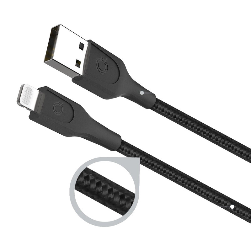 QUIKCELL 6ft FAST CHARGE CABLE APPLE USB-A BLACK(NEW IN RETAIL BOX gallery