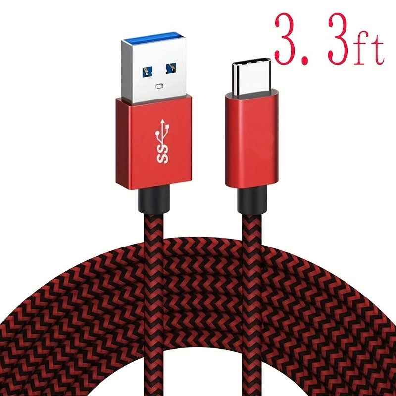 Braided USB Type C Cable 3A Fast Charge USB-A to USB-C Charger Cord Data Sync