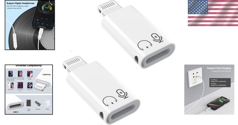 2Pack Lightning Male to USB C Female Charging Adapter,[MFi Certified] Type C Cha gallery