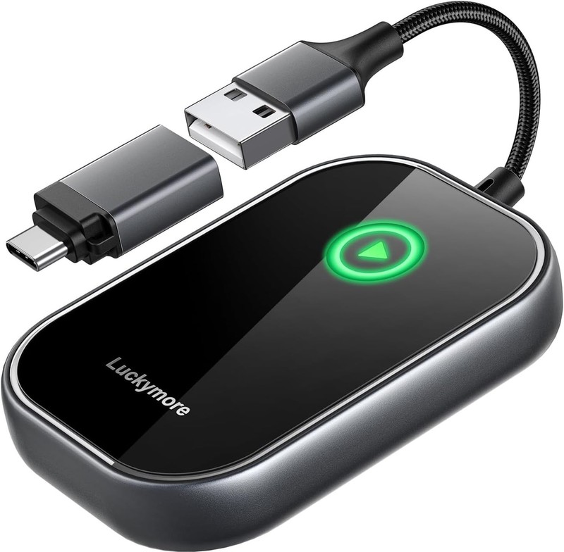 Luckymore Wireless Carplay Adapter Converts Wired to Wireless Carplay Dongle