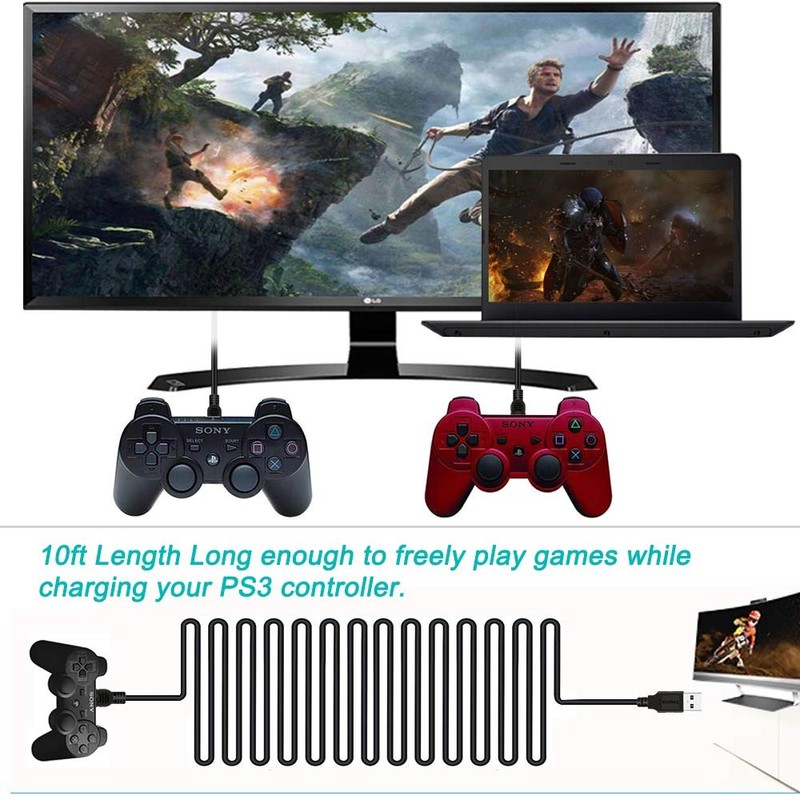PS3 Controller Charger Cord, 2 Pack 10ft PS3 Charger Cable for Sony PlayStati... gallery