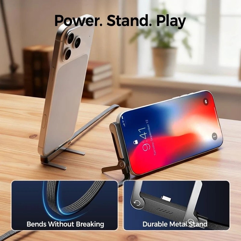 2in1 Invisible Holder Charger Cable–240W Fast Charging Cord with Phone Stand Lot gallery