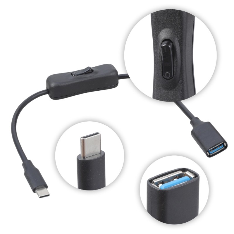 USB C OTG Adapter Reversible Connectors Cable With Switches For Mouse Keyboards gallery