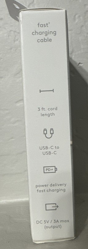 Heyday Fast Charging Cable Cream. USB-C to USB-C. DC 5V/3A Max(output) gallery