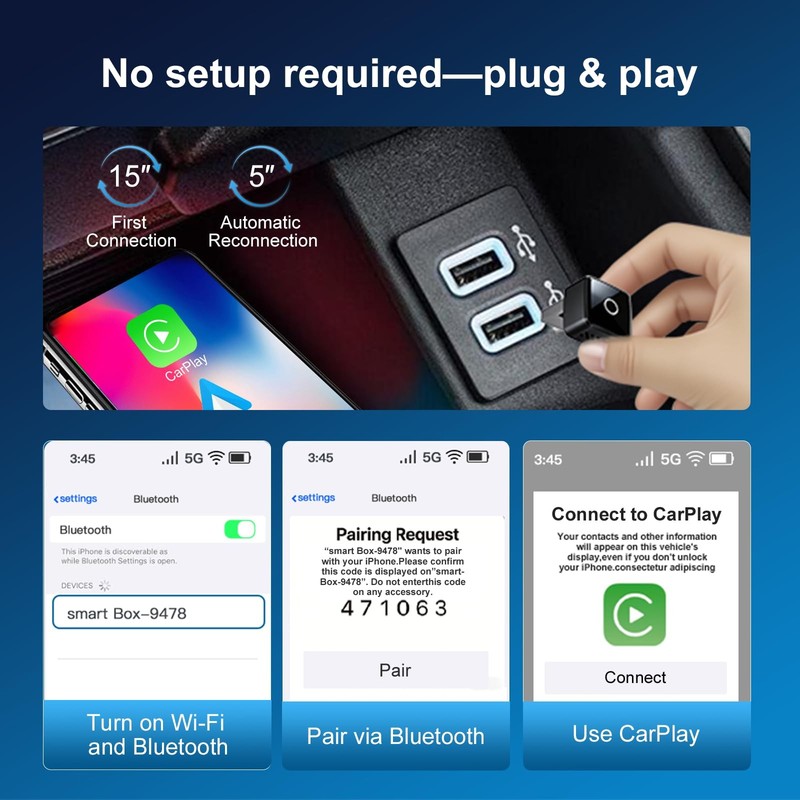 Wireless CarPlay/Android Auto Mini Adapter 2-in-1 Plug&Play Dongle for OEM Wi... gallery