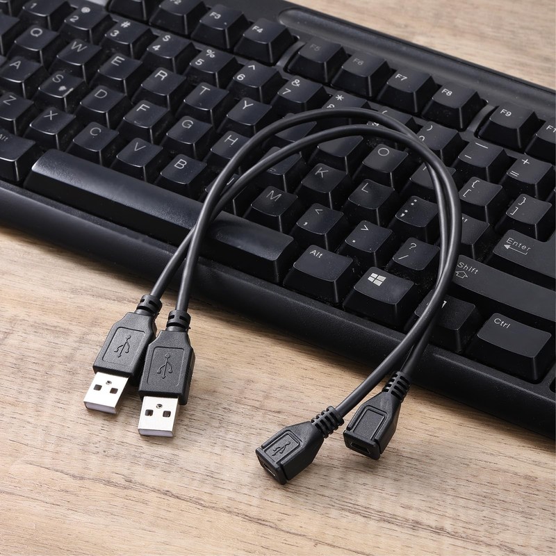 2 Pack 11.4 Inch 5 Pin Mini USB B Female to USB A Male Data Cable Adapter gallery