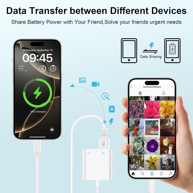 1pc USB C to USB Camera Adapter for iPhone 17 16 15 Pro Max OTG Fast Charging gallery